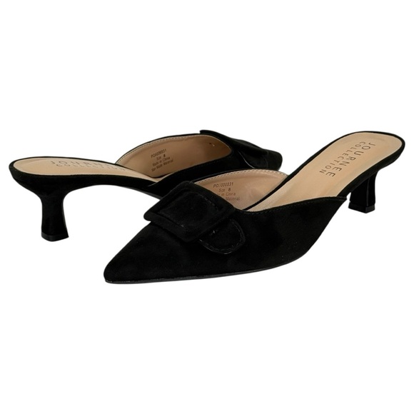 Journee Collection Vianna Black Microsuede Kitten Heel Womens Flats Size 8M - Picture 9 of 10